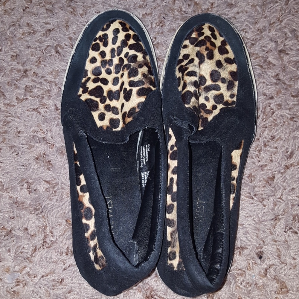 Nine West leopard slip ons